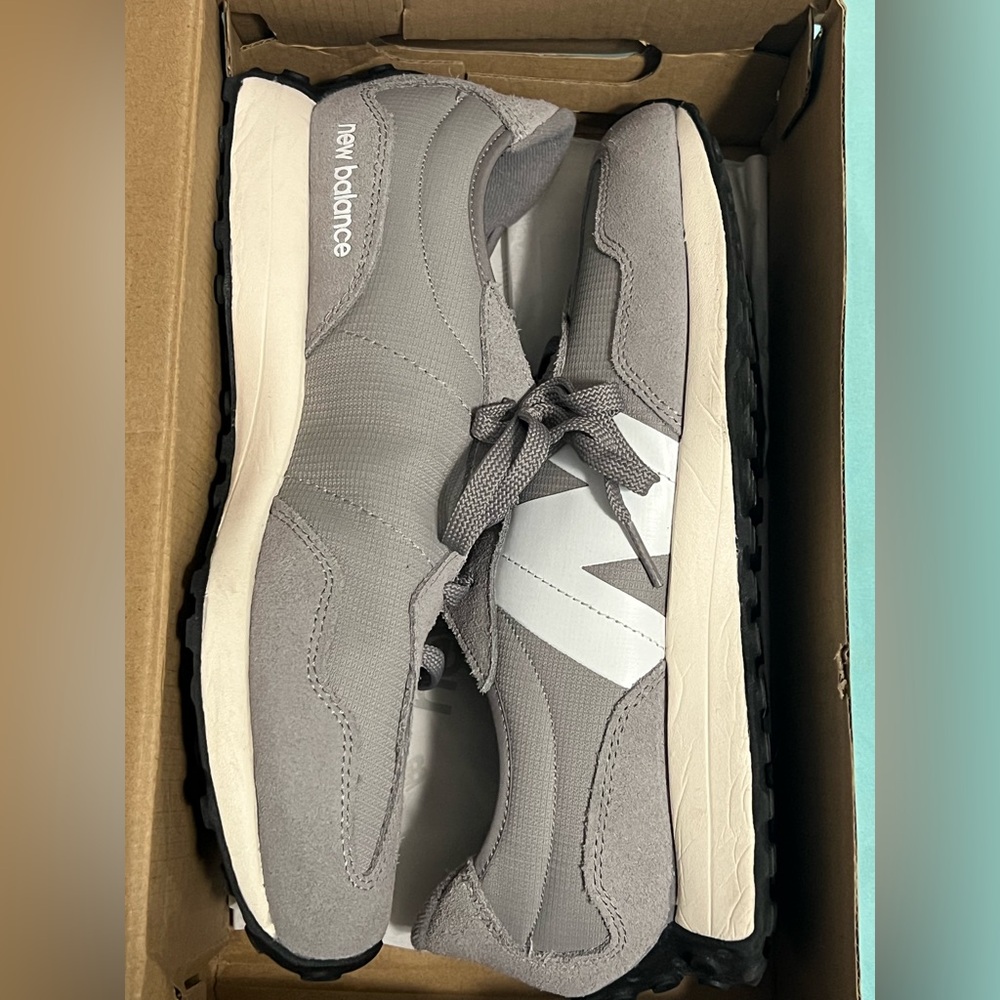 New Balance Light Gray and White Sneakers